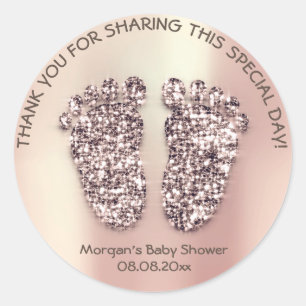 Rose Skinny Glitter Feet Baby Shower Favor Thank Classic Round Sticker