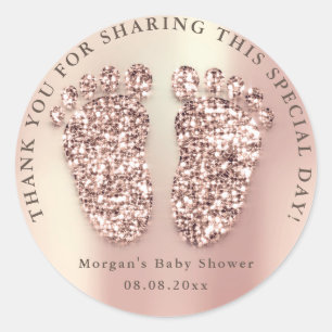 Rose Skinny Glitter Feet Baby Shower Favor Thank Classic Round Sticker