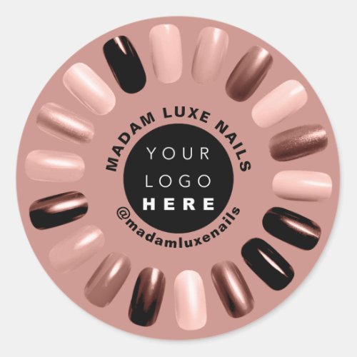 Rose Skinny Nails Stylist Boutique VIP Custom Logo Classic Round Sticker