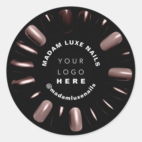 Rose Skinny Nails Stylist Boutique VIP Custom Logo Classic Round Sticker