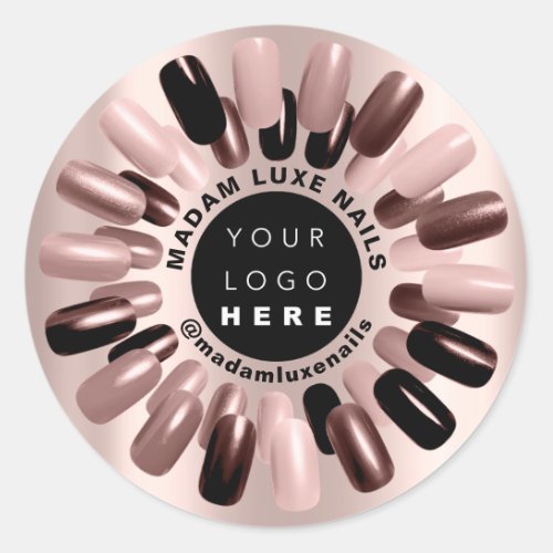 Rose Skinny Nails Stylist Studio Custom Logo Classic Round Sticker