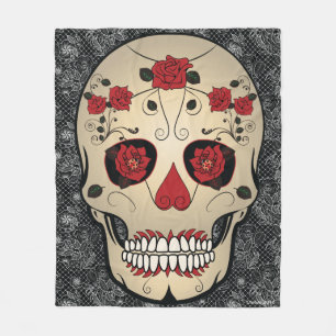Rose Skull Day of the Dead Fleece Blanket