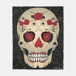 Rose Skull Day of the Dead Fleece Blanket
