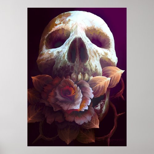 Rose Skull Poster