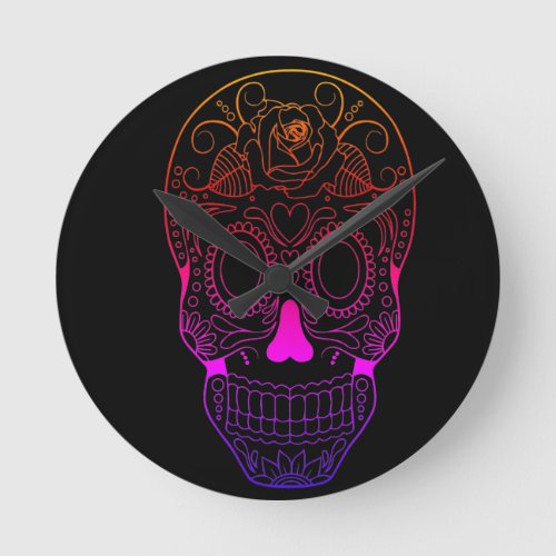 Rose Skull    Round Clock
