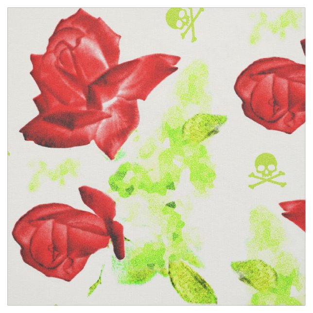 Rose Skulls Colorful Pattern Fabric (Swatch)