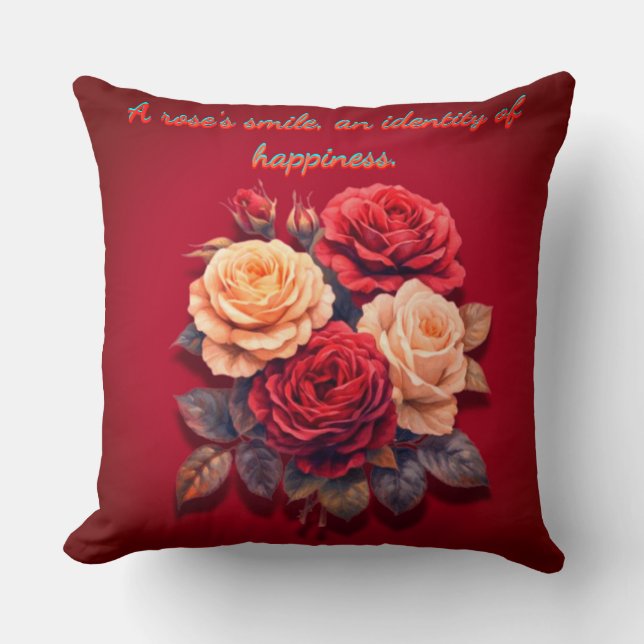 Rose Smile Throw Pillow (Front)