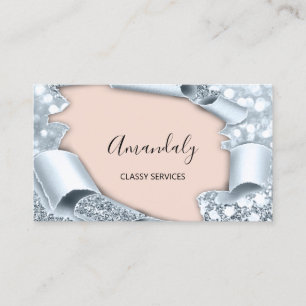 Rose Smoky Blue 3D Makeup Event Planner Business Card