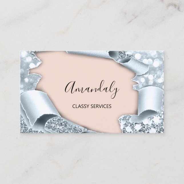 Rose Smoky Blue 3D Makeup Event Planner Business Card (Front)