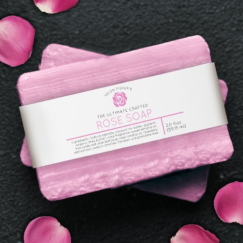 Rose soap or other pink beauty product label invitation belly band