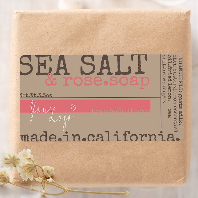 Rose Soap Sea Salt Product Packaging Custom Logo Label (Creator Uploaded)