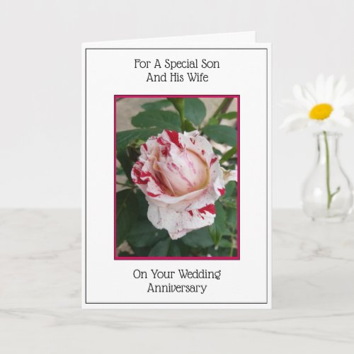 Rose Son And Wife Personalised Anniversary Card