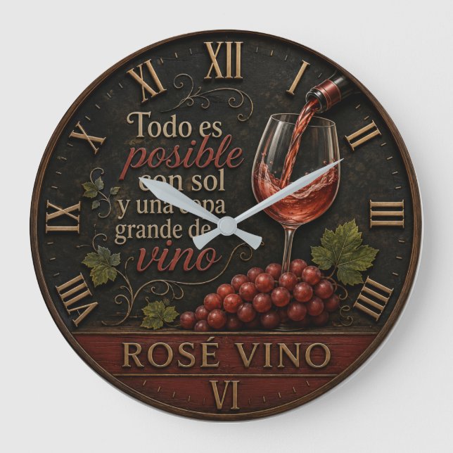 Rosé Spanish Wine  Large Clock (Front)