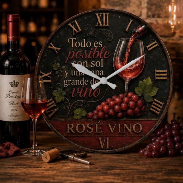 Rosé Spanish Wine  Large Clock (Creator Uploaded)