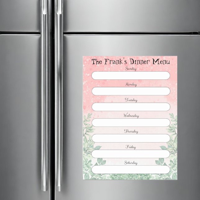 Rose Splash with Foliage Personalized Menu Magnetic Dry Erase Sheet (Rose Splash with Foliage Personalized Menu Magnetic Dry Erase Sheet)