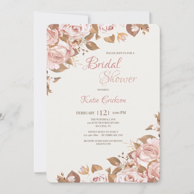 Rose Splendor Bridal Shower Invitation (Front)