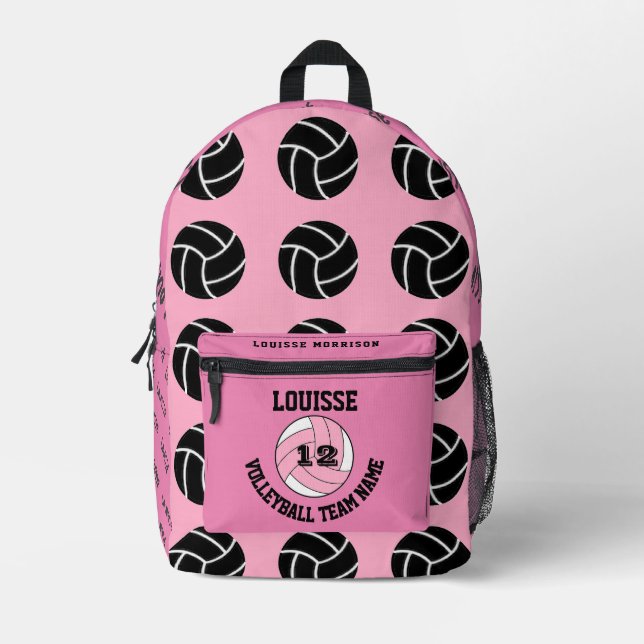 Rose Sport Girly Volleyball Pink  Team Printed Backpack (Front)