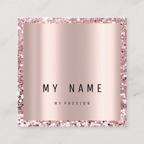 Rose Square Glitter Makeup Beauty Blogger Simply Appointment Card