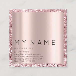 Rose Square Glitter Makeup Beauty Photo Logo Appointment Card