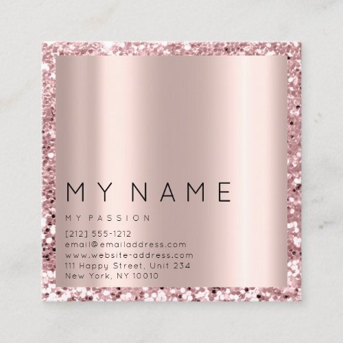 Rose Square Glitter Makeup Beauty Photo Logo Appointment Card