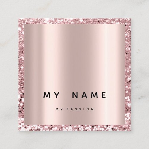 Rose Square Glitter Makeup Blogger Lashes Pink Appointment Card