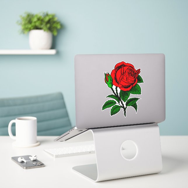 Rose Sticker (Laptop On Desk)