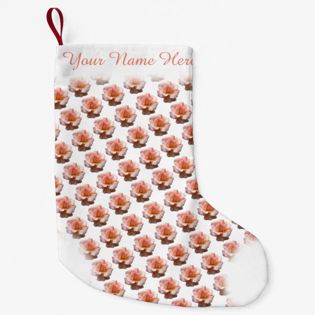Rose Stocking Peach Rose Christmas Stocking Custom (Front)