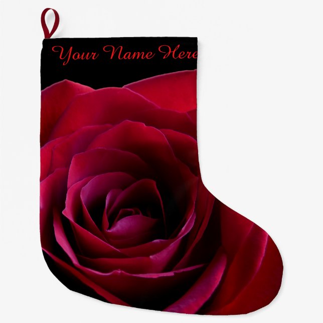 Rose Stocking Red Rose Christmas Stocking Custom (Front)