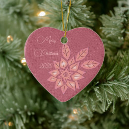 Rose Straw and Peach Gradient Poinsettia Ceramic Ornament