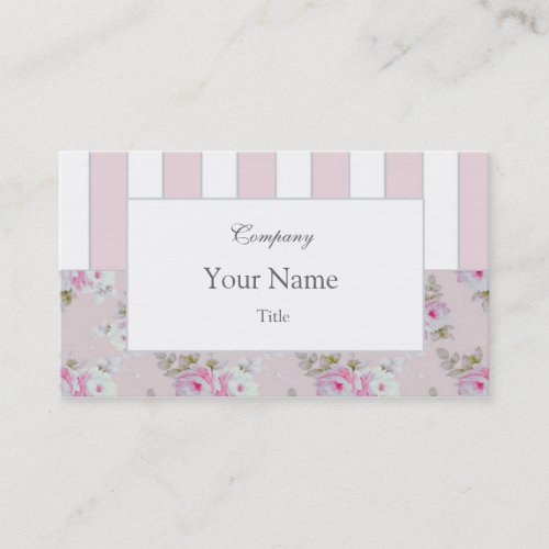 Rose &amp; Stripe Business Card_Pink