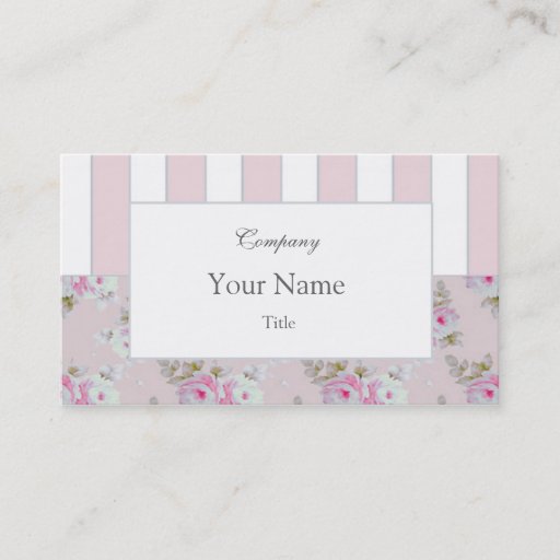 Customizable Rose & Stripe Business Card_Pink