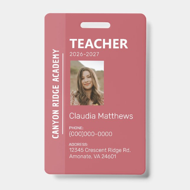 Rose Stripe Homeschool Educator ID Badge (Front)