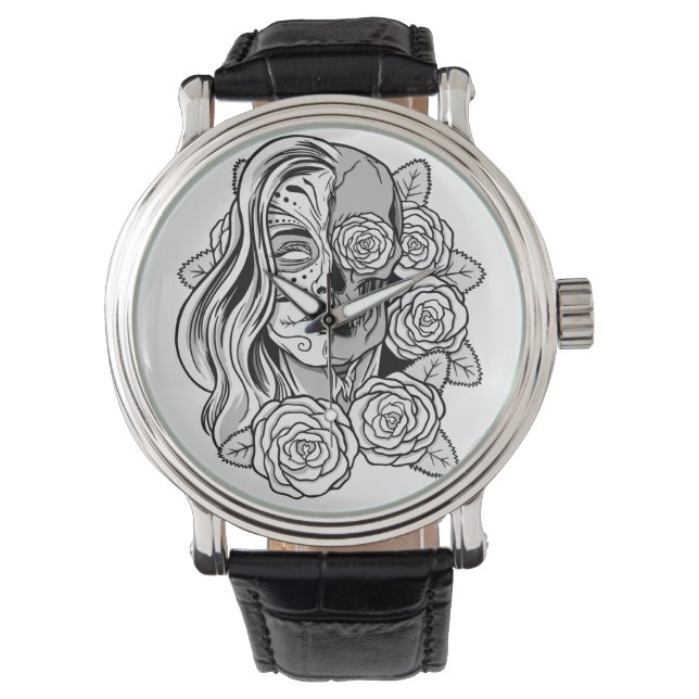 Rose Sugar Skull Girl Watch (Front)