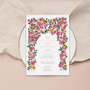 Rose Sunflower Trellis Spring Garden Bridal Shower Foil Invitation