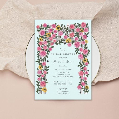 Rose Sunflower Trellis Spring Garden Bridal Shower Invitation