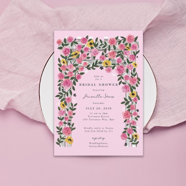 Rose Sunflower Trellis Spring Garden Bridal Shower Invitation (Creator Uploaded)