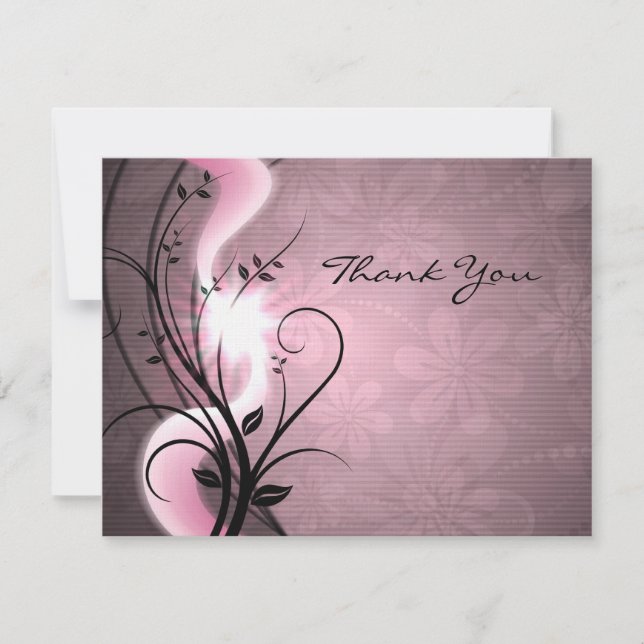 Rose Swirls Flat Thank You Card (Front)