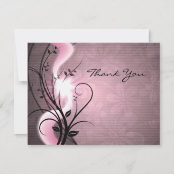 Rose Swirls Flat Thank You Card by PixiePrints at Zazzle