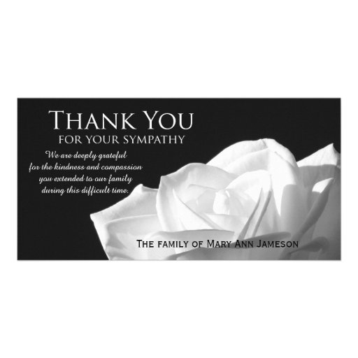 Rose Sympathy Thank You Memorial Photo Card | Zazzle