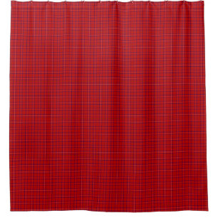 Rose tartan red blue plaid shower curtain