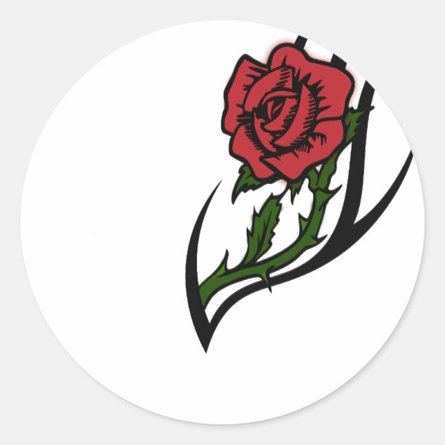 Rose tattoo classic round sticker (Front)