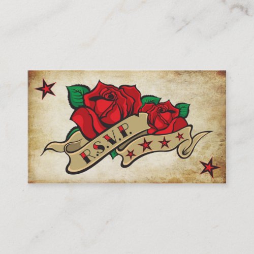 Rose Tattoo Custom RSVP Business Card Templates