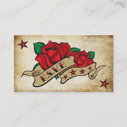 Customizable Rose Tattoo Custom RSVP Business Card Templates