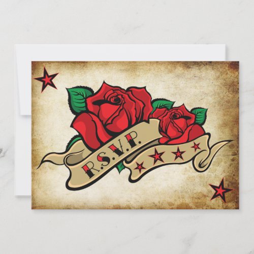 Rose Tattoo Custom RSVP Templates. Personalized Invitation