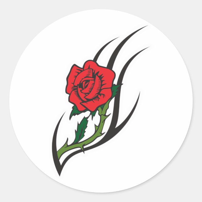 Rose Tattoo Design Classic Round Sticker (Front)