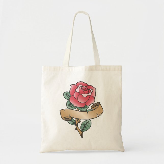 Rose tattoo design old school style tote bag (Front)