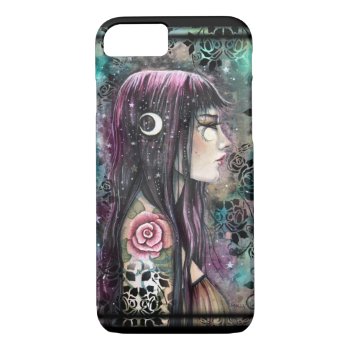Rose Tattoo Gothic Bohemian Girl Fantasy Art Iphone 8/7 Case by robmolily at Zazzle