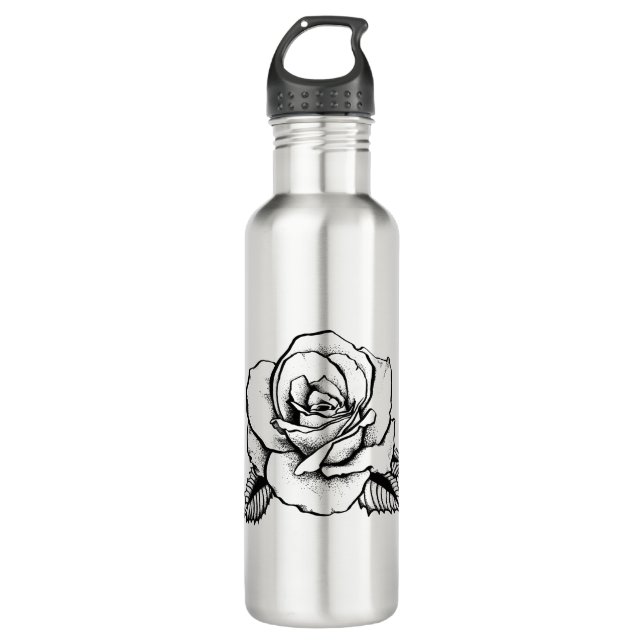 rose tattoo stainless steel water bottle (Front)