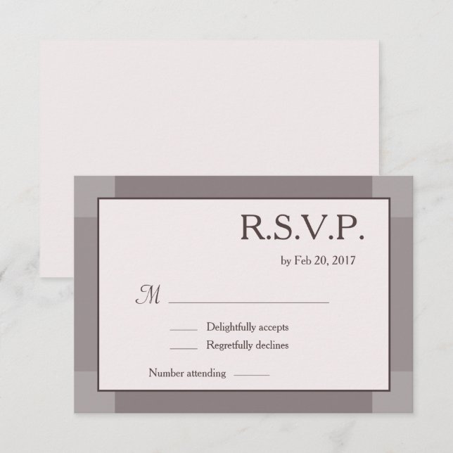 Rose taupe blush gray lilac modern wedding RSVP Invitation (Front/Back)