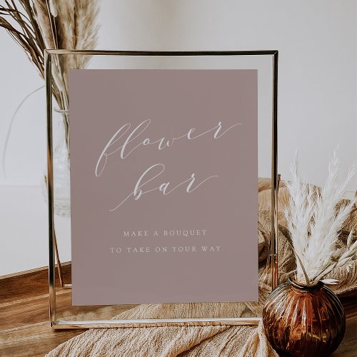 Rose Taupe Calligraphy Flower Bar Sign